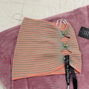 NWT Retrofete Striped peach and Green Skirt
